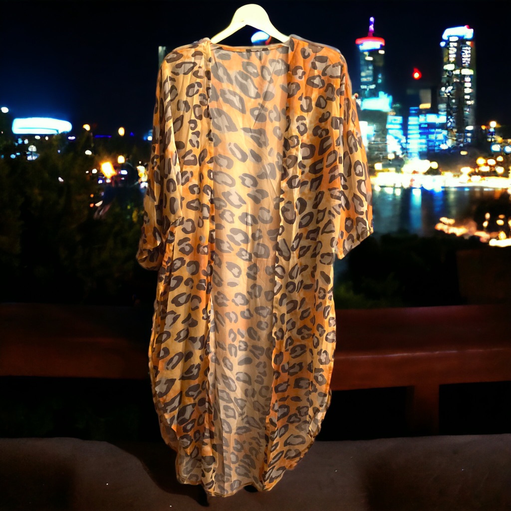 Orange Leopard Print Kimono Nwot 2x